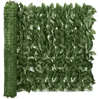 The Living Store Living Store: Panel divisor para balcón con hojas de color verde oscuro, 200x75 cm.