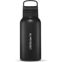 LifeStraw Go Nordic Noir GOST-1L-NOIR Stainless Steel, botella de agua con filtro de 2 fases, 1L
