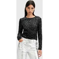 AllSaints Eris Leppo Top Black Talla: 8 | Manga Larga Outlet | Mujer | Negro