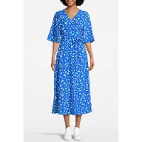 French Connection Bonita Wrap Angel Dress Long Bright Blue/white Talla: 10 | Vestidos Midi Outlet | Mujer | Azul