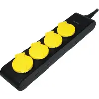 Logilink , regleta de enchufes para ambientes húmedos, 4 enchufes, color negro/amarillo, 1,4 metros (venta al por mayor)