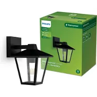 Philips , aplique de pared Kinno, 25 W, casquillo E27, sin bombilla, luz exterior para pared, color negro, material: metal, grado de protección IP44, ideal para jardín y terraza