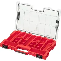 Qbrick System ONE Organiser L 2.0 RED ULTRA HD, organizador apilable, 531 x 379 x 77 mm, 6 litros, IP66, con 10 compartimentos