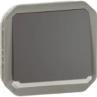 Legrand , Serie Plexo New, pulsador iluminado con contacto de cierre, suministrado con unidad LED de 230 V, 10A, 250V, color: antracita, referencia: 069813L