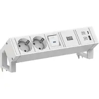 Bachmann Mesa DESK2, color blanco, con 2 enchufes CEE7/3, 1 puerto USB A/C, potencia de 22W y cable de 0,2 metros, con conector GST18