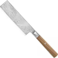 Mcusta Zanmai Nakiri ZBX2-3008DS, 33-Layer Damascus/VG10, Hinoki Handle, Knivesandtools Exclusive, cuchillo de verduras, 16,5 cm