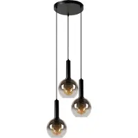 Lucide Lámpara colgante con tres esferas de vidrio ahumado, modelo MARIUS, 3xE27, 40W, marca