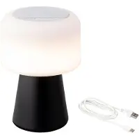 Lumineo Lámpara LED con altavoz Bluetooth y cargador inalámbrico Lumineo 894415, color negro, recargable