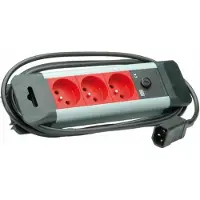Bachmann , regleta de enchufes múltiple (3 enchufes), ángulo de 45°, 2,0 metros, conector IEC320 C14