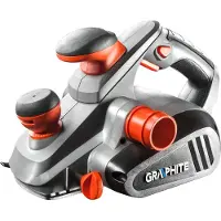 Graphite : Cepillo eléctrico manual de 850W, 16500 RPM, con profundidad de corte ajustable, guía paralela + soporte, guía para cepillado profundo y bolsa para polvo