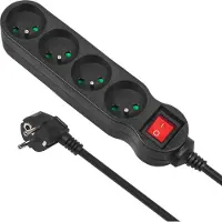 Macleans Regleta de enchufes Energy, 4 enchufes, 3 metros, color negro (MCE181)