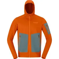 Norrøna - Ropa de senderismo - Falketind Warm2 Stretch Hood M Gold Flame - Talla XL - Naranja