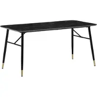 Wohnling Mesa de comedor , 180x90x76 cm. Mesa de comedor negra con diseño de mármol. Mesa de cocina moderna, grande, rectangular, para comedor, con patas de metal