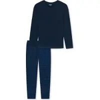 Schiesser Pijama largo azul noche / azul cian