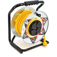 AWTOOLS , cable extensor enrollable de metal, color amarillo, alta resistencia, 30 metros, 3 x 2,5 mm, 16A / 3680W / IP44, con revestimiento de neopreno