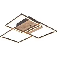 Reality Lámpara de techo LED móvil "Reality", 27W, regulable, con imitación de madera, color de luz ajustable (CCT) y función de luz nocturna