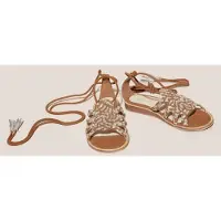 White Stuff Plaited Leather Sandal Tie Leg Mid Tan Talla: 3 | Chancletas Outlet | Mujer | Marrón