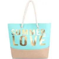 Normani Bolsa de playa beige oscuro / turquesa / oro