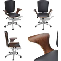 vidaXL Silla de oficina giratoria con estructura de haya y tapicería de cuero sintético - Silla de oficina - Sillas de oficina - Silla giratoria - Sillas giratorias