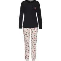 LASCANA Pijama marrón claro / negro / blanco