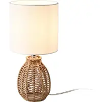 Lux.pro Lámpara de mesa "Alfreton", 1 bombilla E14, metal, cuerda de yute, color blanco