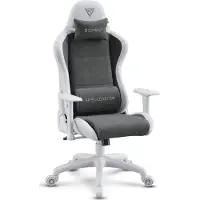 Sense7 Zaklínač: Silla de juego FUKU, silla gamer, silla de oficina, silla de oficina ergonómica, silla giratoria con capacidad de 120 kg, color blanco y gris