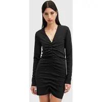 AllSaints Alya Ruche Dress Black Talla: 8 | Mini Vestidos Outlet | Mujer | Negro