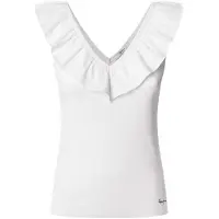 Pepe Jeans para mujer. PL506050 Top canalé escote en v Millie blanco (XL), Casual, Algodón, Sin mangas / Tirantes, Sostenible, o