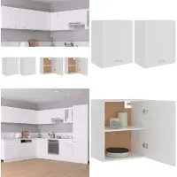 vidaXL Armarios colgantes, 2 unidades, blancos, 50x31x60 cm, fabricados en material de madera. - Armario colgante - Armarios colgantes - Armario de cocina - Armarios de cocina