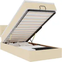 vidaXL : Otomana con cama y luces LED, color crema, 90x190 cm, tapizada en tela