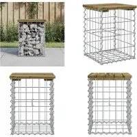 vidaXL Banco de jardín de gabiones, 33x31x42 cm, madera de pino tratada. Banco de jardín, bancos de jardín, banco para exteriores, banco exterior