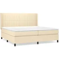 vidaXL Cama con somier y colchón de color crema, 200x200 cm, tapizada en tela