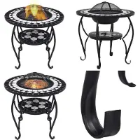 vidaXL Mesa de centro con mosaico de cerámica, diseño en blanco y negro, 68 cm