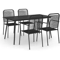 vidaXL Juego de mesa y sillas de jardín de 5 piezas, con cuerda de algodón y acero, color . - Juego de mesa - Conjuntos de mesa - Juego de comedor - Conjuntos de comedor