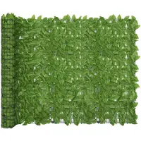 The Living Store Living Store: Panel divisor para balcón con hojas verdes, 300x150 cm.