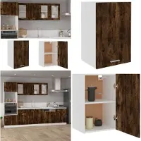 vidaXL Armario colgante en color roble ahumado, 39,5 x 31 x 60 cm, fabricado en material de madera. Armario colgante, armarios colgantes, armario de cocina, armario de pared