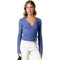 Colourful Rebel Winona Structure Wrap Top Rain Washed Blue Talla: XS | Manga Larga Outlet | Mujer | Azul