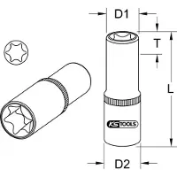 Ks Tools 918.1769, Llave de vaso, 1/2", métrica, de 2 puntas, 28 mm, E24