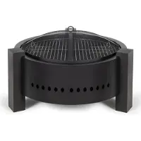 Livoo DOC286, Madera para chimenea, Negro, Acero, Redondo, Rejilla, 3 patas