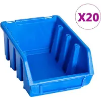 vidaXL : Cajas apilables, 20 unidades, color azul, de plástico