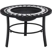 vidaXL , hogar de fuego de mosaico cerámico, negro y blanco, 68 cm