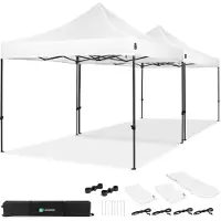 Vonroc Carpa Pop-Up para fiestas – 6x3 m | Set con 2x Carpas y 1x Kit de Conexión – Blanco