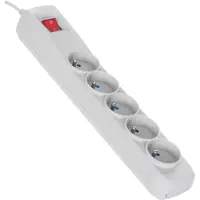 ActiveJet Regleta de alimentación color gris, con cable, modelo ACJ COMBO, 5 enchufes, 5 metros de cable, sin protección, con interruptor y salida de corriente