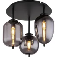 Globo Lámpara de techo Blacky, negro/gris humo, Ø 46 cm, cristal, 3 luces.