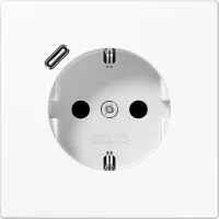 JUNG Enchufe SCHUKO, 16 A, 250 V, con cargador USB, 1 puerto tipo C, sistema de seguridad Safety Plus, serie, 1 unidad.