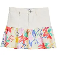 Desigual , Mini falda combinada flores, Algodon, Blanco, 7/8