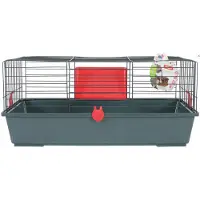 Zolux , jaula para roedores grandes, modelo CLASSIC, 80 cm, color gris y rojo