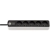 Brennenstuhl Regleta de enchufes ecolor, 5 enchufes, blanco/, 3,00 metros, cable H05VV-F, 3G1,5