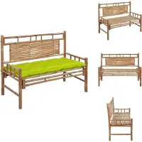 vidaXL : Banco de jardín con cojín, 120 cm, bambú - Bancos de jardín