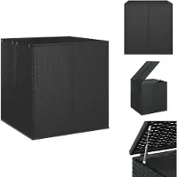 vidaXL Caja para cojines de jardín, material PE, estilo ratán, 100x97,5x104 cm, color - Cajas para jardín